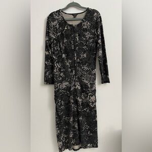 Ann Taylor Petite Black  Abstract Print Sheath Dress